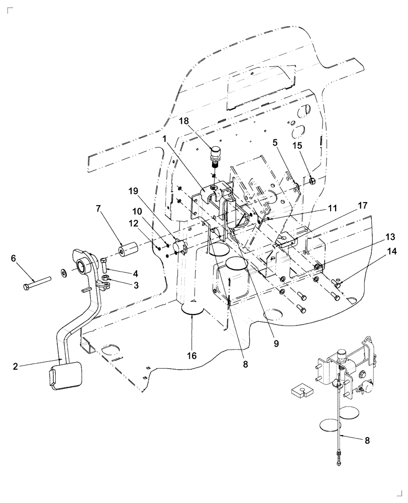 Схема запчастей Case IH FARMALL 55 - (03.01.03) - CLUTCH PEDAL - EHSS (03) - TRANSMISSION