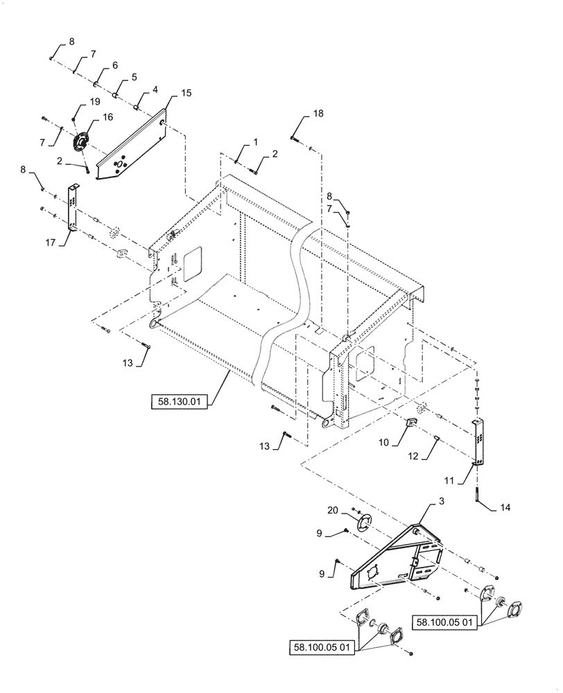 Схема запчастей Case IH 3016 - (58.100.05[02]) - MAIN DRIVE, AUGER ARMS (58) - ATTACHMENTS/HEADERS