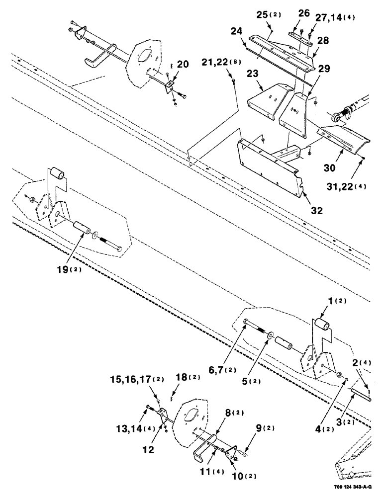 Схема запчастей Case IH 8840 - (7-04) - HEADER MOUNTING ASSEMBLY (S.N. CFH0032661 AND LATER) (58) - ATTACHMENTS/HEADERS