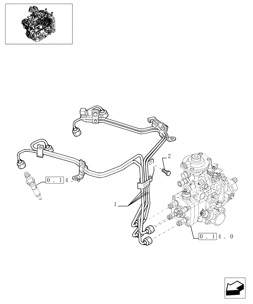 Схема запчастей Case IH MXU100 - (0.14.9) - INJECTION EQUIPMENT - PIPING (01) - ENGINE