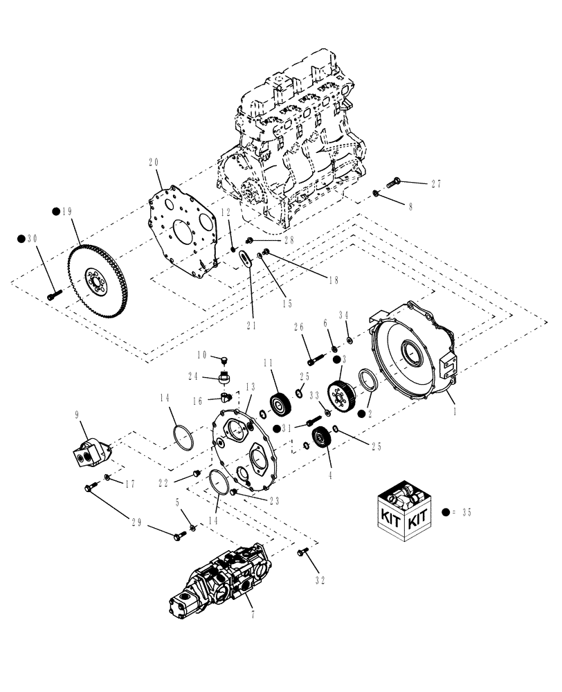 Схема запчастей Case IH WDX901 - (053A) - FLYWHEEL & GEARBOX (14) - MAIN GEARBOX & DRIVE