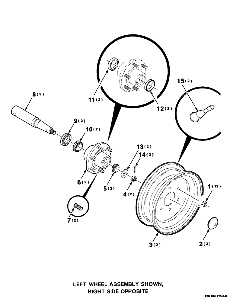 Схема запчастей Case IH RS451 - (7-08) - WHEEL, HUB AND AXLE ASSEMBLY, 11L X 15 (12) - MAIN FRAME