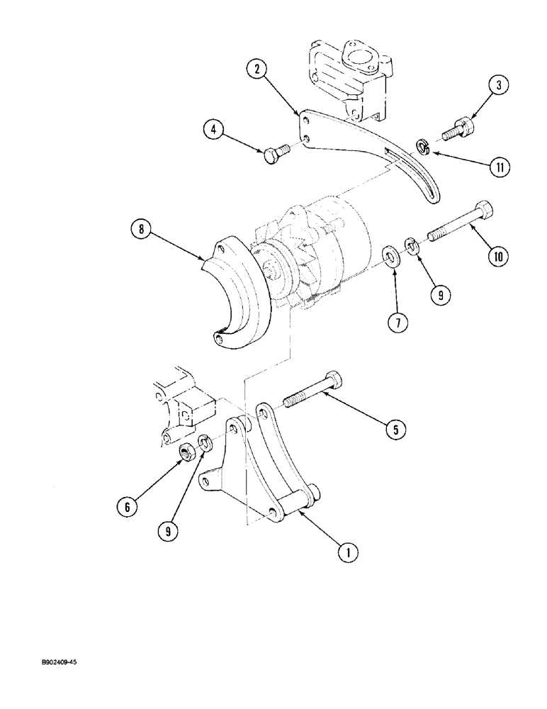 Схема запчастей Case IH 1825 - (4-02) - ALTERNATOR MOUNTING, DIESEL MODELS (04) - ELECTRICAL SYSTEMS