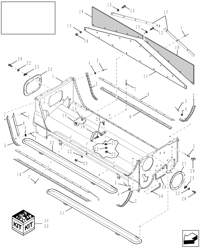 Схема запчастей Case IH 8010 - (74.140.14[01]) - SELF-LEVELING AUGER HOUSING, MAIN BODY - 7010/8010 (74) - CLEANING