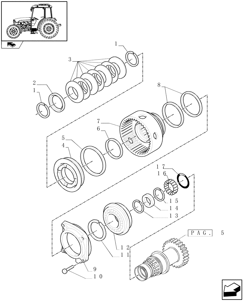 Схема запчастей Case IH FARMALL 75C - (1.28.7/01[04]) - 32X16 HI-LO AND POWER SHUTTLE TRANSMISSION - DRIVE GEAR SHAFT (VAR.330275) (03) - TRANSMISSION