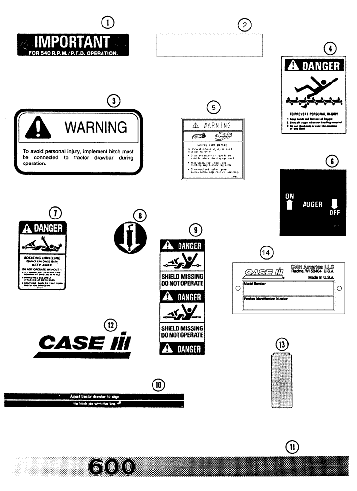 Схема запчастей Case IH 600 - (9-66[04]) - DECALS, 02/20/07 AND AFTER, 600 BLOWER (09) - CHASSIS/ATTACHMENTS