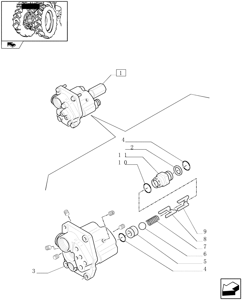 Схема запчастей Case IH FARMALL 75C - (1.82.4[08]) - LIFTER DISTRIBUTOR AND VALVES - BREAKDOWN - D6635 (07) - HYDRAULIC SYSTEM