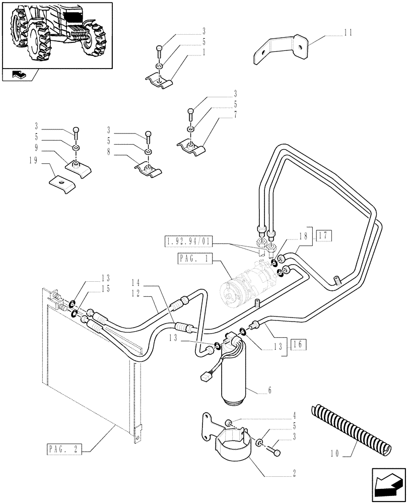 Схема запчастей Case IH FARMALL 90 - (0.88.0[03]) - AIR CONDITIONING UNIT - FILTER AND BRACKET - C6060 (VAR.330641-336641) (01) - ENGINE