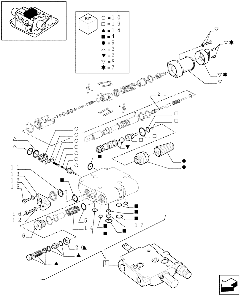 Схема запчастей Case IH MAXXUM 140 - (1.82.7/07B) - VALVE CONTROL BREAKDOWN (VAR.331844-333844-334844-331845-333845-334845-335845-330849-331849-332849) (07) - HYDRAULIC SYSTEM