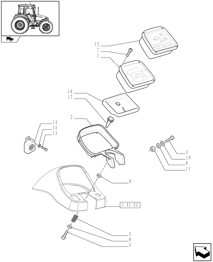 Схема запчастей Case IH FARMALL 90 - (1.92.75[01]) - ELECTRIC CONTROLS - INSTRUMENT CLUSTER (10) - OPERATORS PLATFORM/CAB