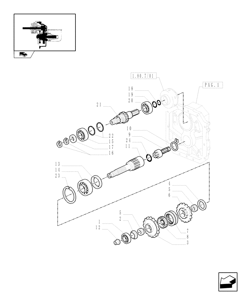 Схема запчастей Case IH FARMALL 105U - (1.80.1/08[02]) - HYDR. 540/1000 RPM POWER TAKE OFF (NA) - SHAFTS & GEARS (VAR.330728-331728-332728) (07) - HYDRAULIC SYSTEM