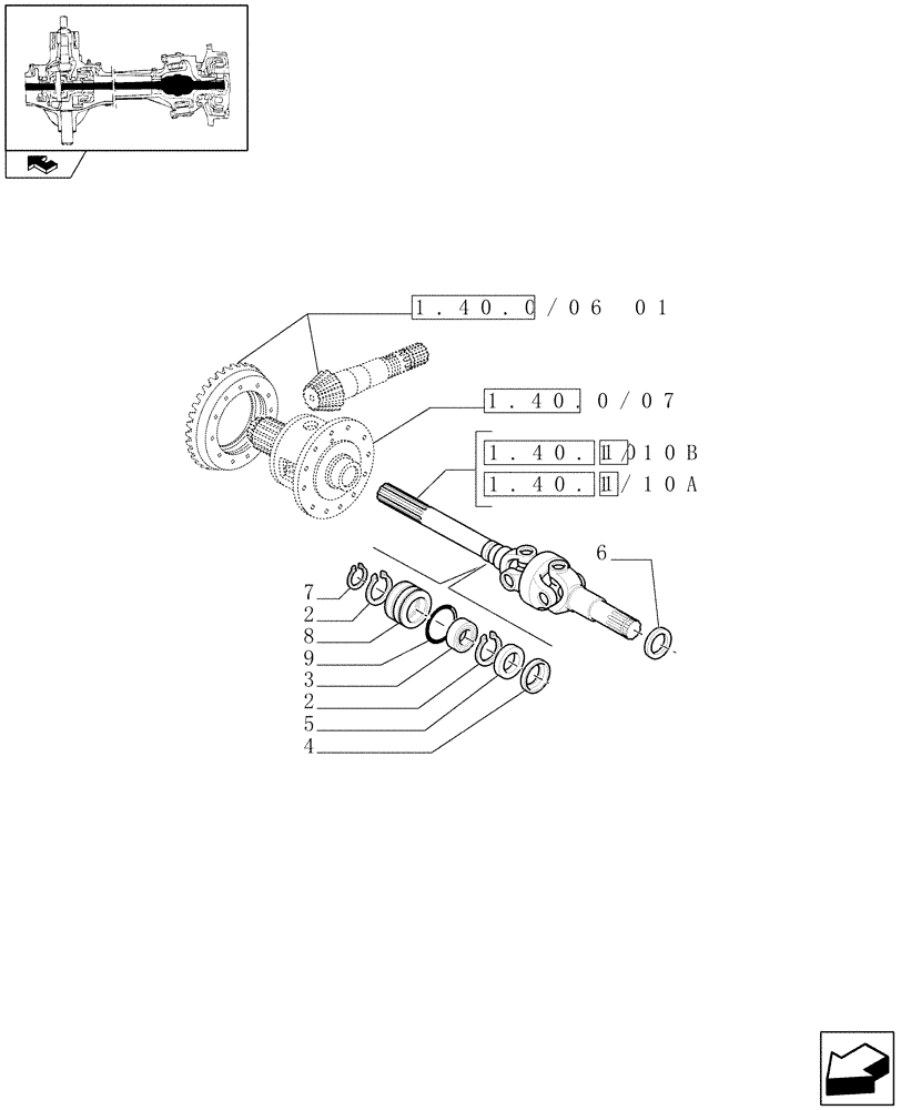 Схема запчастей Case IH PUMA 180 - (1.40.1/10) - (VAR.195) FRONT AXLE WITH BRAKES - GEARS AND DIFFERENTIAL AXLE (04) - FRONT AXLE & STEERING