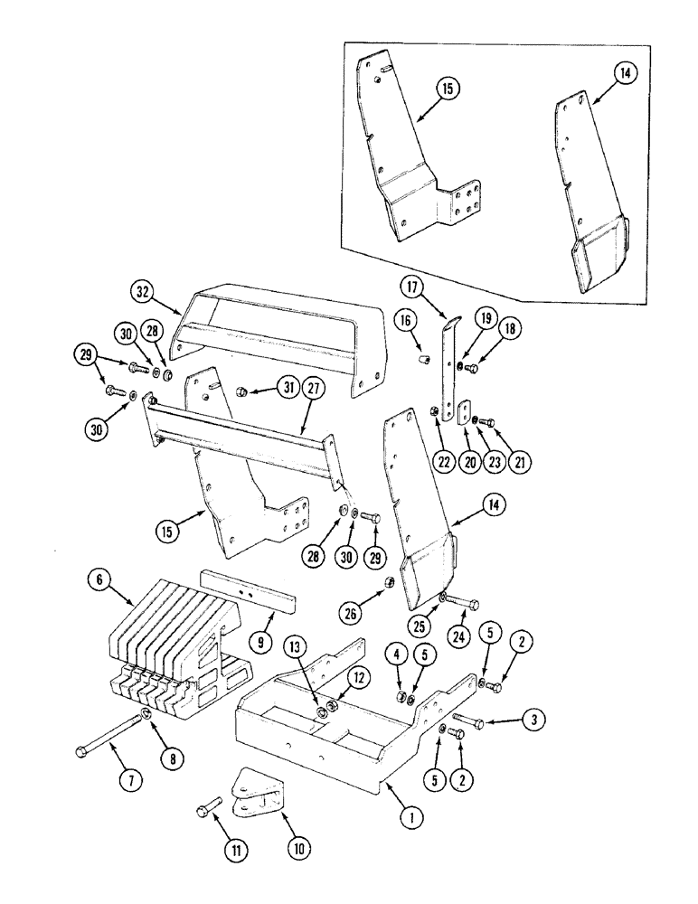 Схема запчастей Case IH 1394 - (9-410) - WEIGHTS, FRAME, TOW BRACKET, RADIATOR GUARD, TRACTORS WITH CAB (09) - CHASSIS/ATTACHMENTS