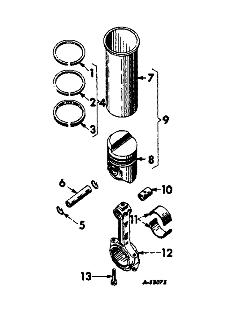 Схема запчастей Case IH 560 - (021) - CARBURETED ENGINE, CONNECTING RODS AND SLEEVE SETS (01) - ENGINE