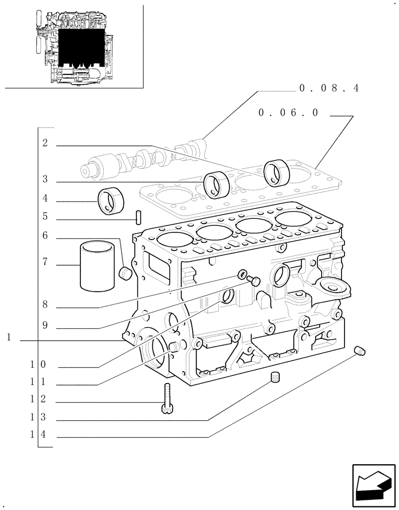 Схема запчастей Case IH JX100U - (0.04.0[01]) - CRANKCASE AND CYLINDERS (01) - ENGINE