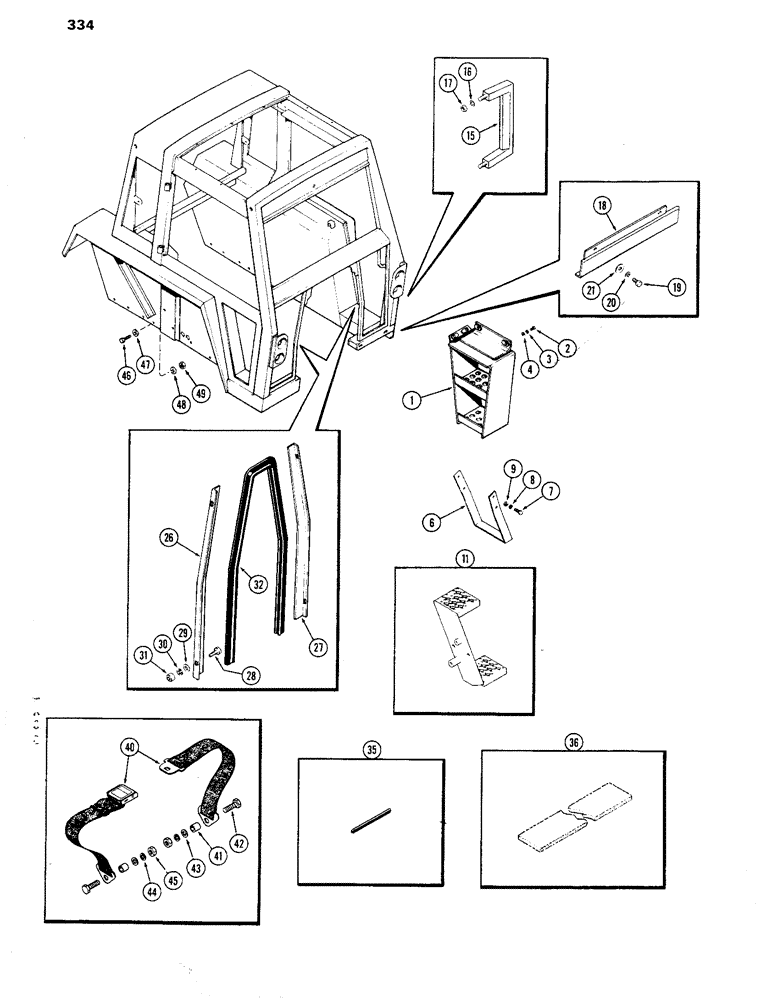 Схема запчастей Case IH 770 - (334) - CAB, LOWER SHEET METAL (09) - CHASSIS/ATTACHMENTS