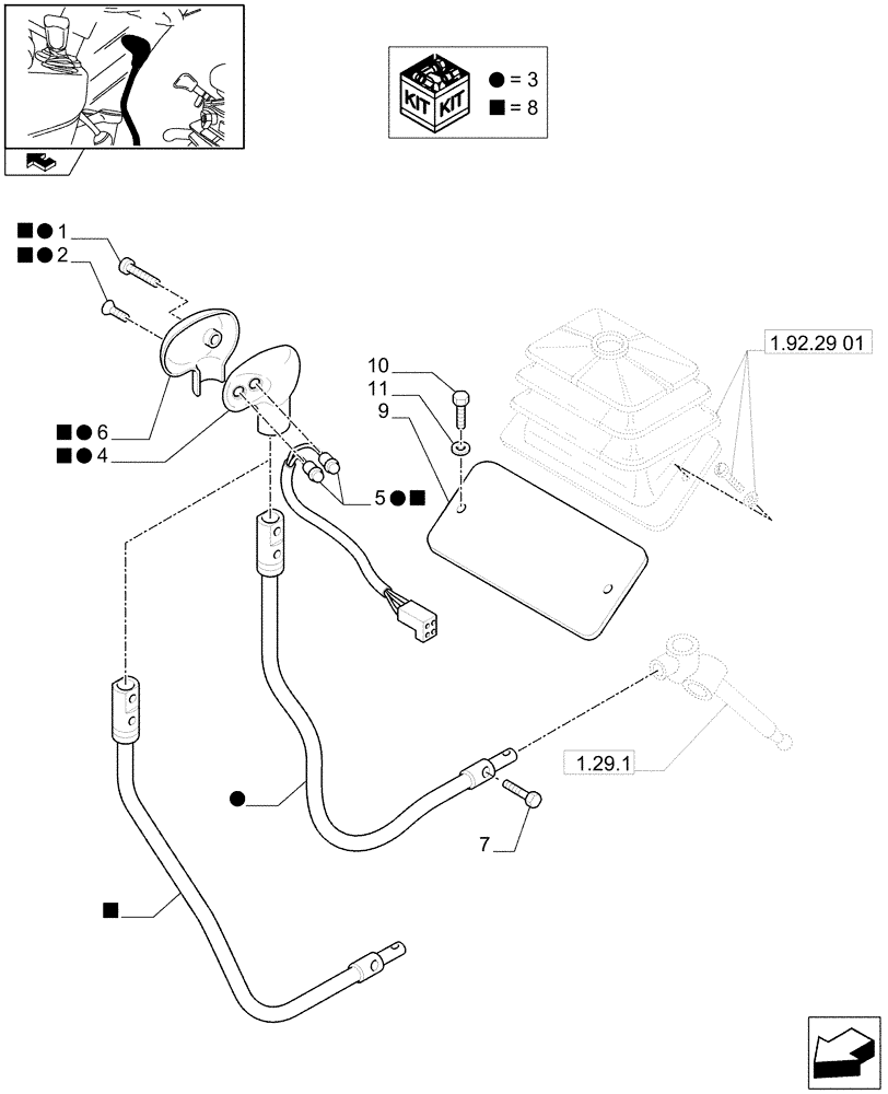 Схема запчастей Case IH FARMALL 95N - (1.92.29/02[02A]) - 32X16 HI-LO AND POWER SHUTTLE TRANSMISSION - CONTROLS - W/CAB - D6921 - C7204 (VAR.330275-331275 / 743510) (10) - OPERATORS PLATFORM/CAB