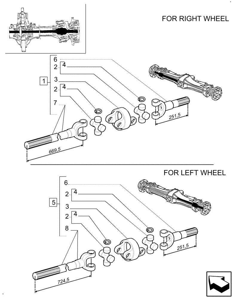 Схема запчастей Case IH MXM155 - (1.40.5/10B) - (VAR.452/1) 4WD FRONT AXLE WITH SUSPENSIONS, BRAKE, TERRALOCK - SPS - ARTICULATED HALF-AXLE (04) - FRONT AXLE & STEERING