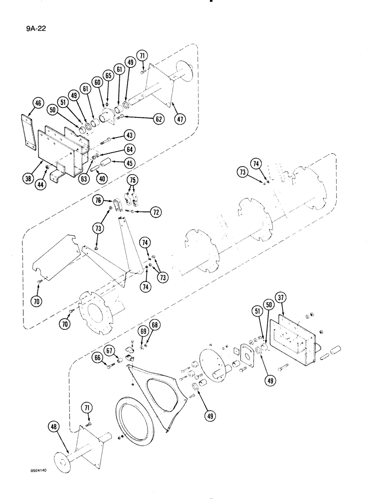 Схема запчастей Case IH 1020 - (9A-22) - 6 BAT REEL, SINGLE ECCENTRIC, PLASTIC TINES, 15, 16-1/2, 17-1/2 AND 20 FOOT HEADER (HART-CARTER) (58) - ATTACHMENTS/HEADERS