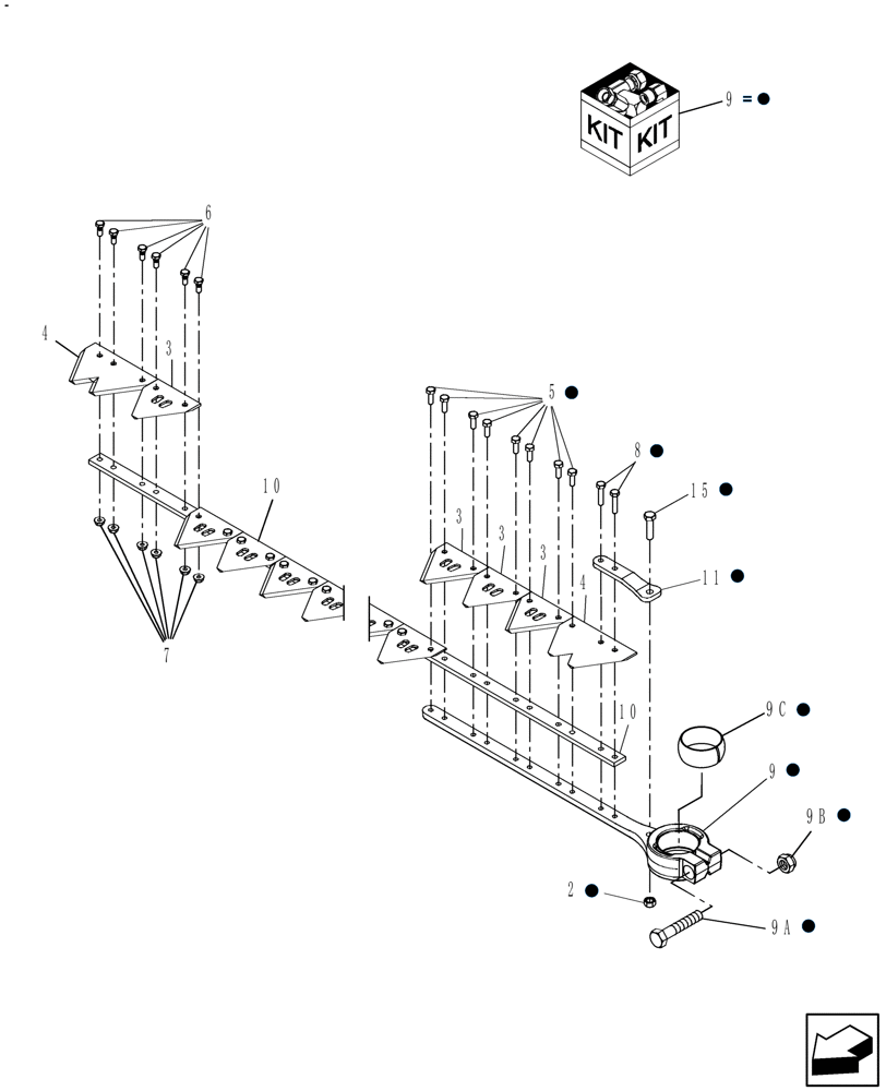 Схема запчастей Case IH DH212 - (20.04.02[1]) - SINGLE KNIFE DRIVE, SCHUMACHER CUTTING SYSTEM, 21 FT, KNIFE SECTION, FROM PIN YAZB00998 (14) - CROP CUTTING