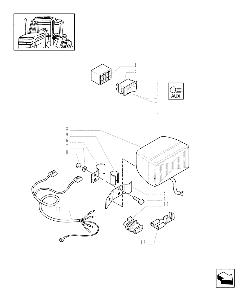 Схема запчастей Case IH MXM120 - (1.91.7/01) - (VAR.177) AUXILIARY LIGHTS KIT (LEFT HAND DRIVE) (10) - OPERATORS PLATFORM/CAB