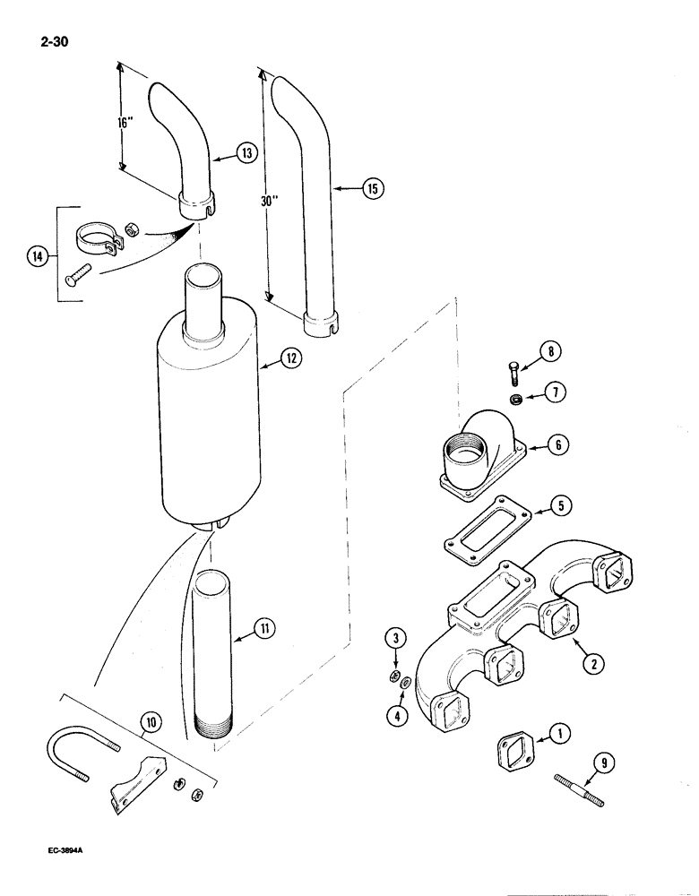 Схема запчастей Case IH 895 - (2-30) - VERTICAL EXHAUST, P.I.N. JJE0014501 AND AFTER (02) - ENGINE