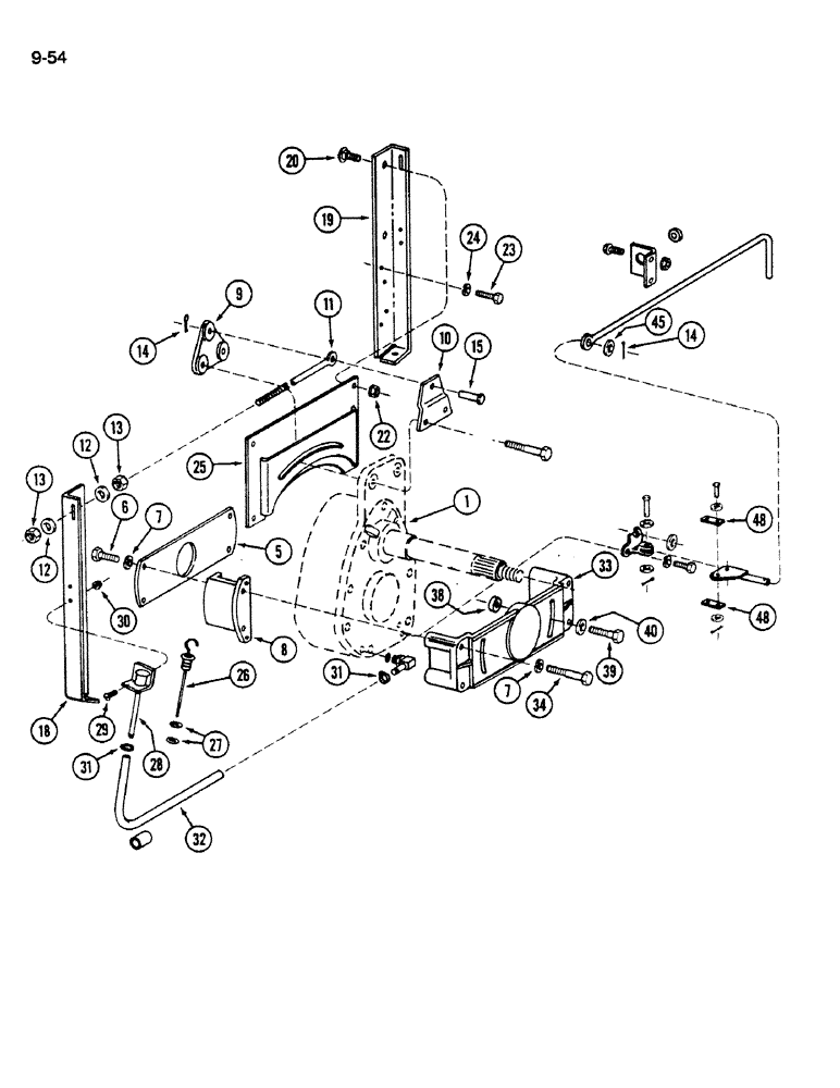 Схема запчастей Case IH 1620 - (9-054) - ROTOR DRIVE HOUSING MOUNTING (14) - ROTOR, CONCANVES & SIEVE