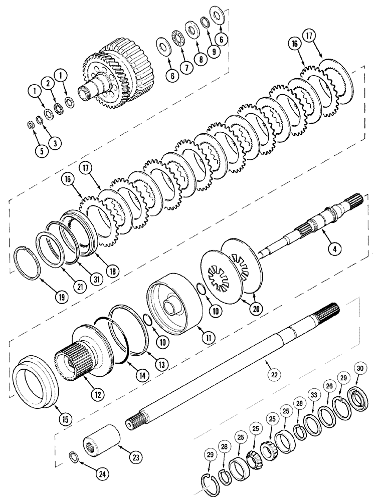 Схема запчастей Case IH MX100 - (06-39) - CLUTCH SHAFT (06) - POWER TRAIN