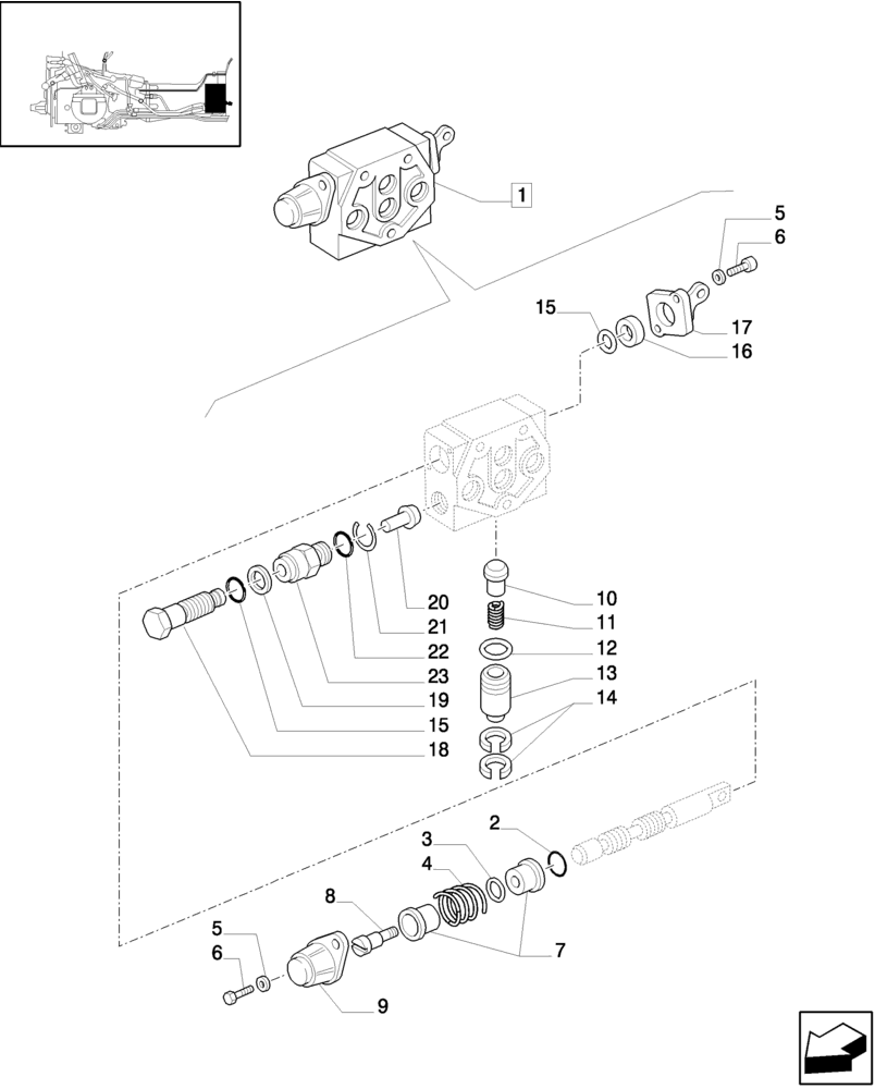 Схема запчастей Case IH JX70U - (1.82.7/11E) - FRONT CONTROL VALVE ELEMENT - BREAKDOWN (07) - HYDRAULIC SYSTEM