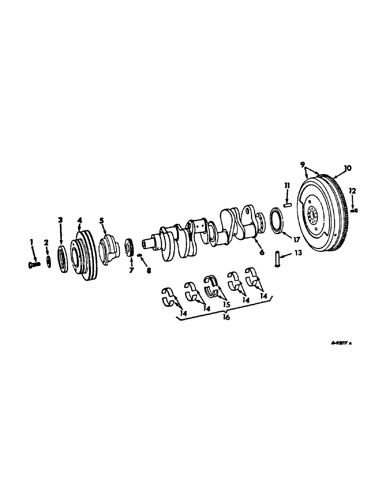 Схема запчастей Case IH V-345 - (B-12) - CRANKSHAFT, FLYWHEEL AND BEARINGS 