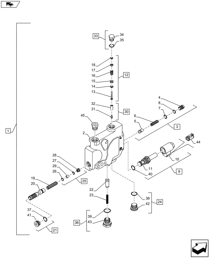 Схема запчастей Case IH PUMA 200 - (35.204.01[07]) - CONTROL VALVE SECTION, HITCH, COMPONENTS - C7414 (35) - HYDRAULIC SYSTEMS