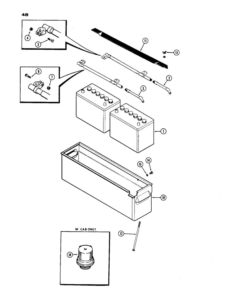 Схема запчастей Case IH 1170 - (048) - BATTERY CABLES - BATTERY BOX, (451B) DIESEL ENGINE (04) - ELECTRICAL SYSTEMS