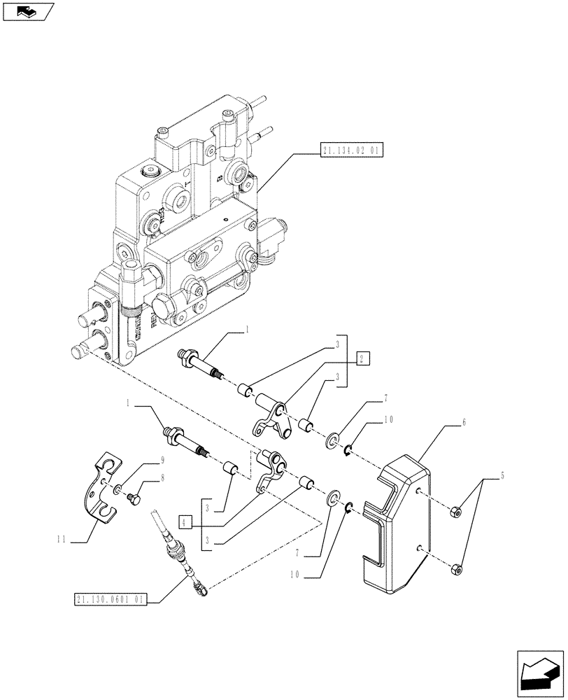 Схема запчастей Case IH FARMALL 65C - (21.134.01) - HYDRAULIC GEARBOX CONTROLS (POWER SHUTTLE 12X12 GROUND SPEED) - JUNCTION BOX - ISO (VAR.331069 / 743557) (21) - TRANSMISSION