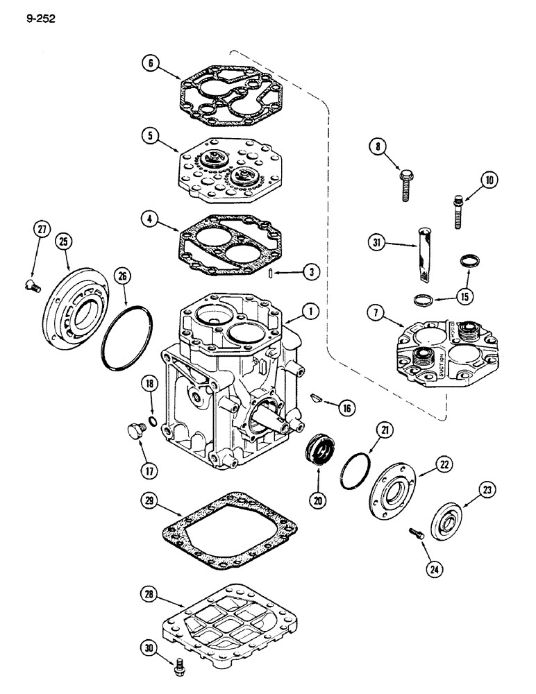 Схема запчастей Case IH 1620 - (9-252) - COMPRESSOR ASSEMBLY (10) - CAB & AIR CONDITIONING