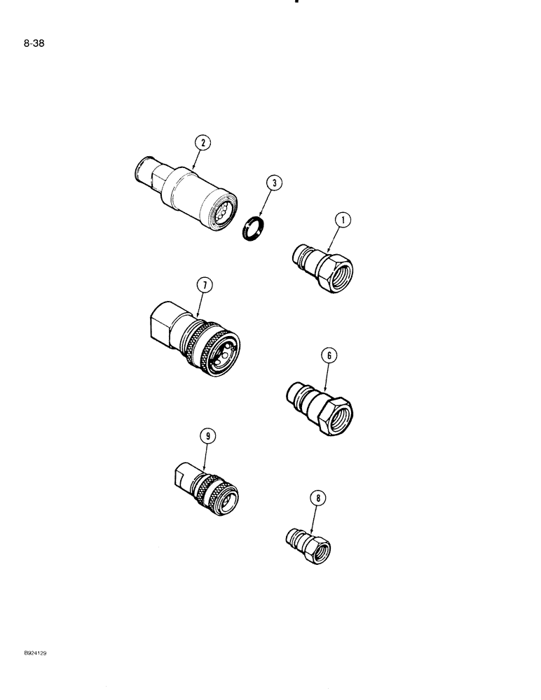 Схема запчастей Case IH 1020 - (8-38) - HYDRAULIC SELF-SEALING COUPLINGS (35) - HYDRAULIC SYSTEMS