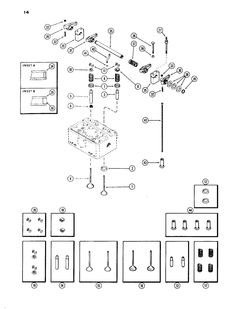 Схема запчастей Case IH 1030 - (014) - VALVES AND VALVE MECHANISM (02) - ENGINE