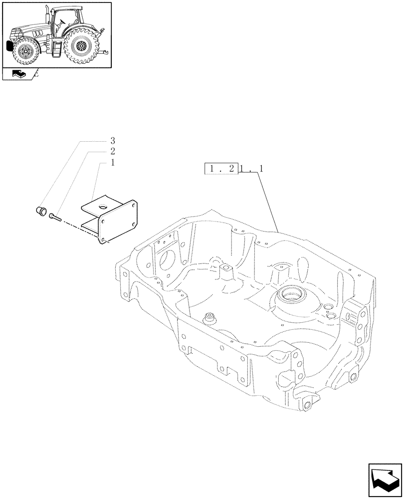 Схема запчастей Case IH PUMA 155 - (1.21.5/04) - FRONT PULL HOOK (VAR.330222) (03) - TRANSMISSION