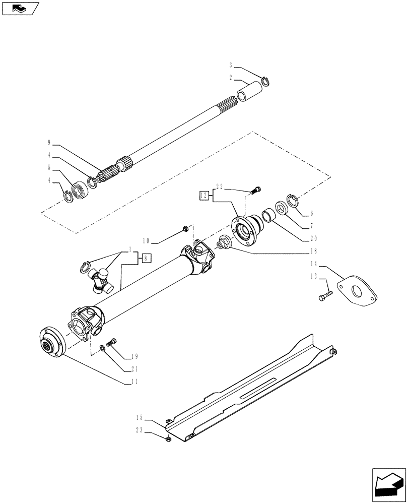 Схема запчастей Case IH PUMA 215 - (23.101.01) - 4WD DRIVE SHAFT (23) - FOUR WHEEL DRIVE SYSTEM