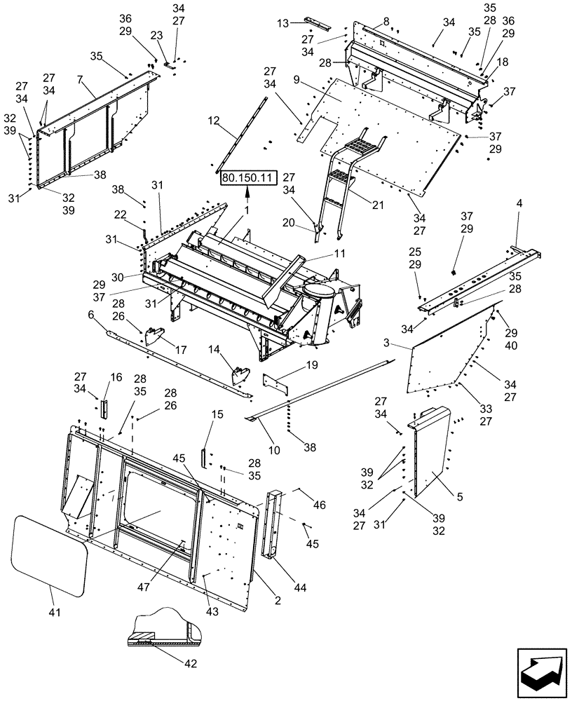 Схема запчастей Case IH 7130 - (80.150.01) - GRAIN TANK ASSEMBLY (80) - CROP STORAGE/UNLOADING