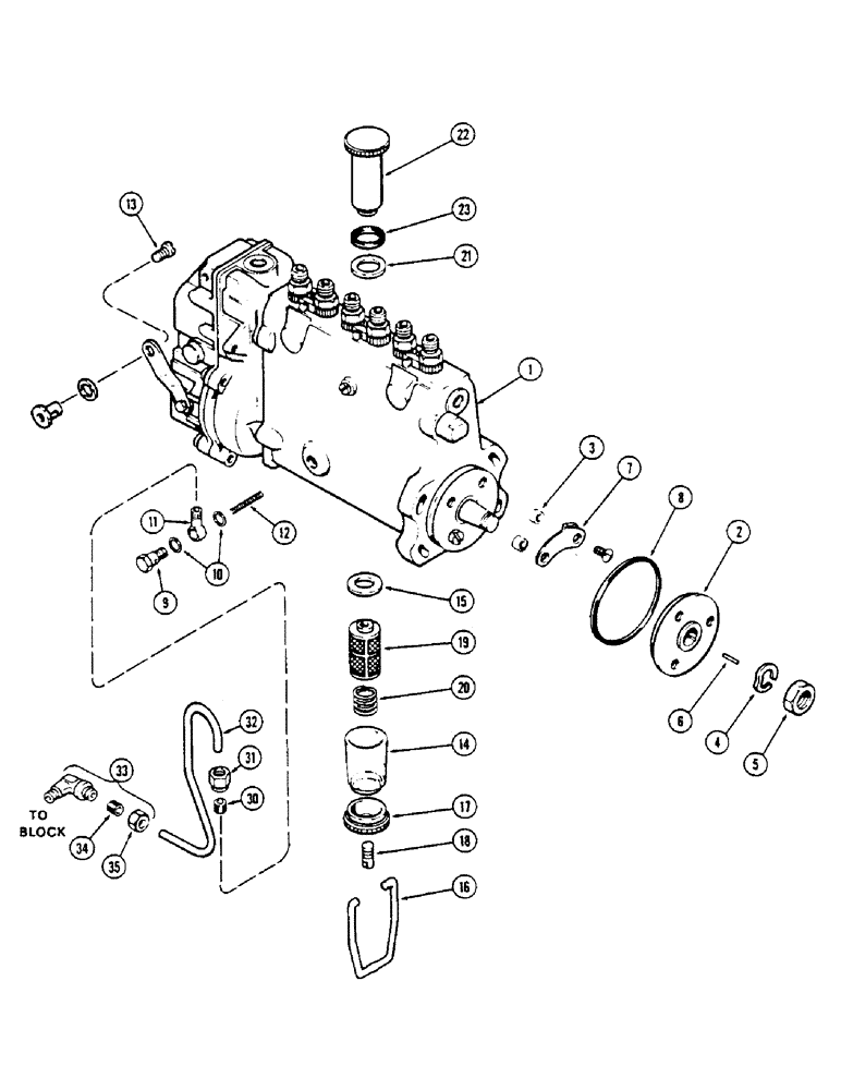 Схема запчастей Case IH 1175 - (049E) - (451B) TURBO DIESEL ENGINE, FUEL INJECTION PUMP, WITH LUBE LINE ON ENGINE SIDE OF PUMP (03) - FUEL SYSTEM