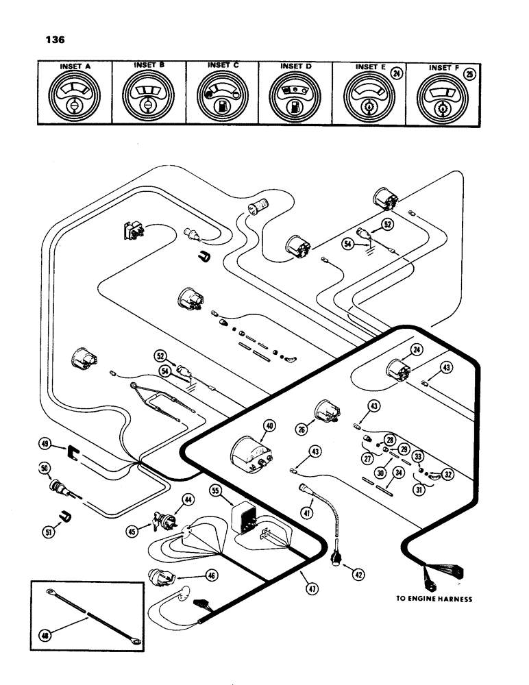 Схема запчастей Case IH 970 - (136) - INSTRUMENTS AND WIRING, (401B) DIESEL ENGINE (CONTD) (04) - ELECTRICAL SYSTEMS