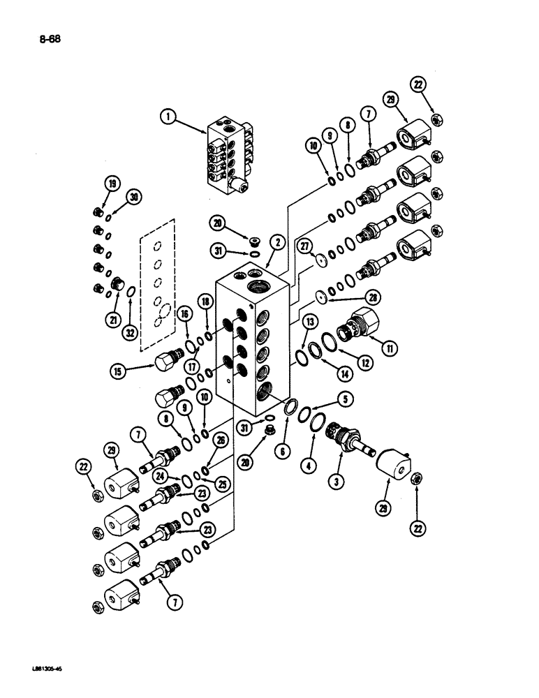 Схема запчастей Case IH 1844 - (8-68) - BASKET MANIFOLD VALVE (07) - HYDRAULICS