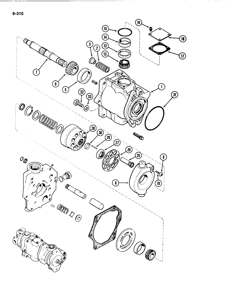 Схема запчастей Case IH 4494 - (8-310) - TRIPLE HYDRAULIC PUMP ASSEMBLY, PISTON PUMP SECTION (08) - HYDRAULICS