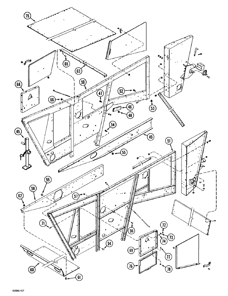 Схема запчастей Case IH 1682 - (9-160) - SEPARATOR SIDES AND SUPPORTS (CONTD) (09) - CHASSIS ATTACHMENTS