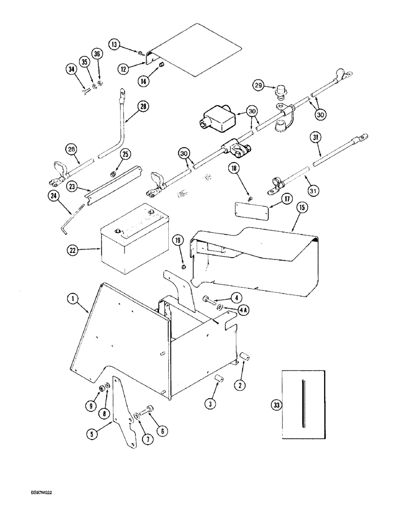 Схема запчастей Case IH 8910 - (4-029A) - BATTERY, BATTERY BOX AND CABLES, P.I.N. JJA0076314 AND AFTER (04) - ELECTRICAL SYSTEMS