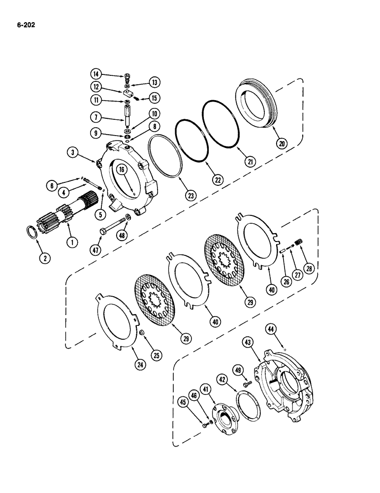 Схема запчастей Case IH 2094 - (6-202) - DIFFERENTIAL ASSEMBLY, SHAFT AND BRAKE (06) - POWER TRAIN