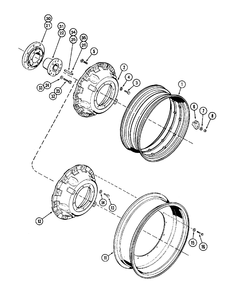 Схема запчастей Case IH 8910 - (6-088) - UNIVERSAL CAST REAR WHEELS, SINGLE OR DUAL (06) - POWER TRAIN