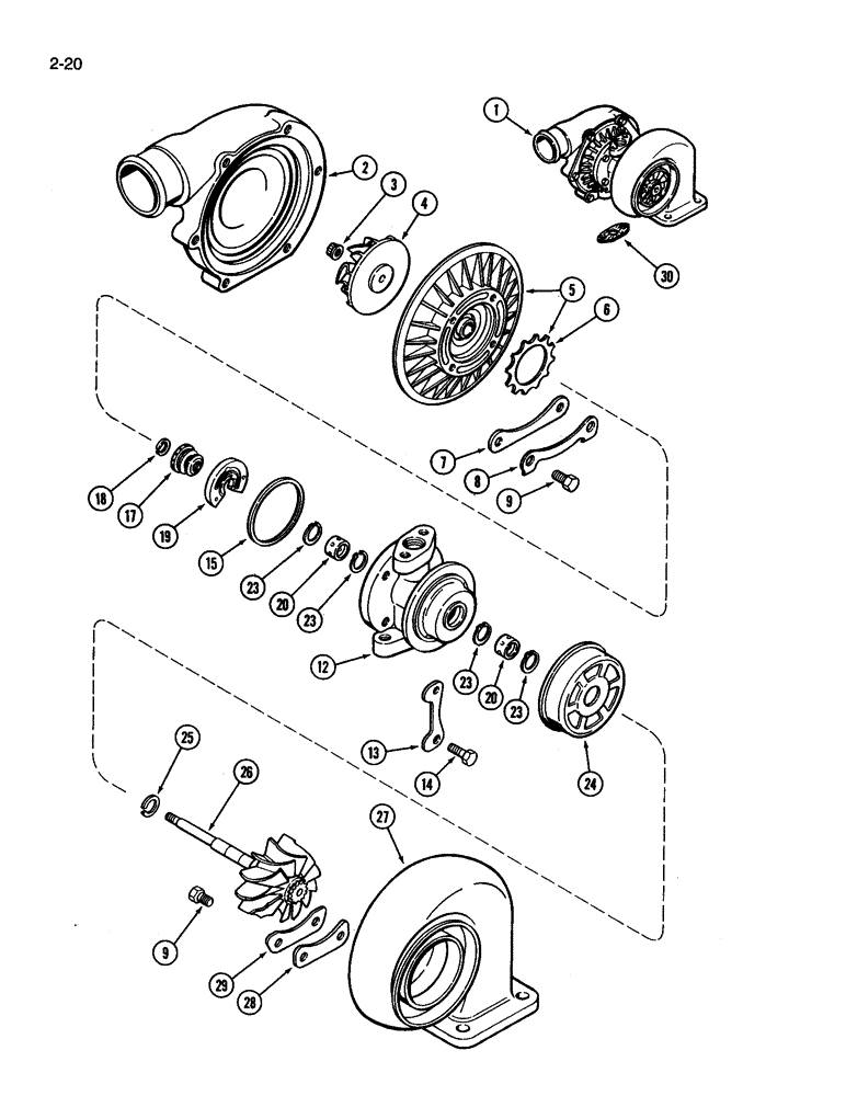 Схема запчастей Case IH 3394 - (2-20) - TURBOCHARGER, 504BDT DIESEL ENGINE (02) - ENGINE