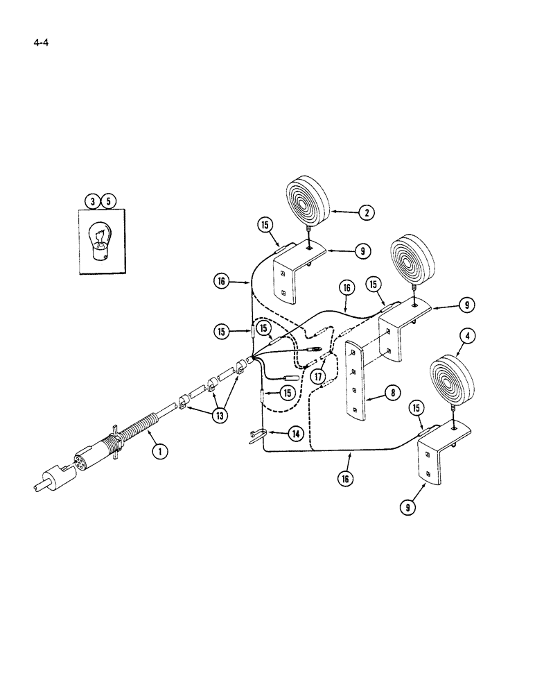 Схема запчастей Case IH 1490 - (4-4) - SAFETY LIGHTING, 1490 AND 1590 MOWER CONDITIONER (06) - ELECTRICAL SYSTEMS