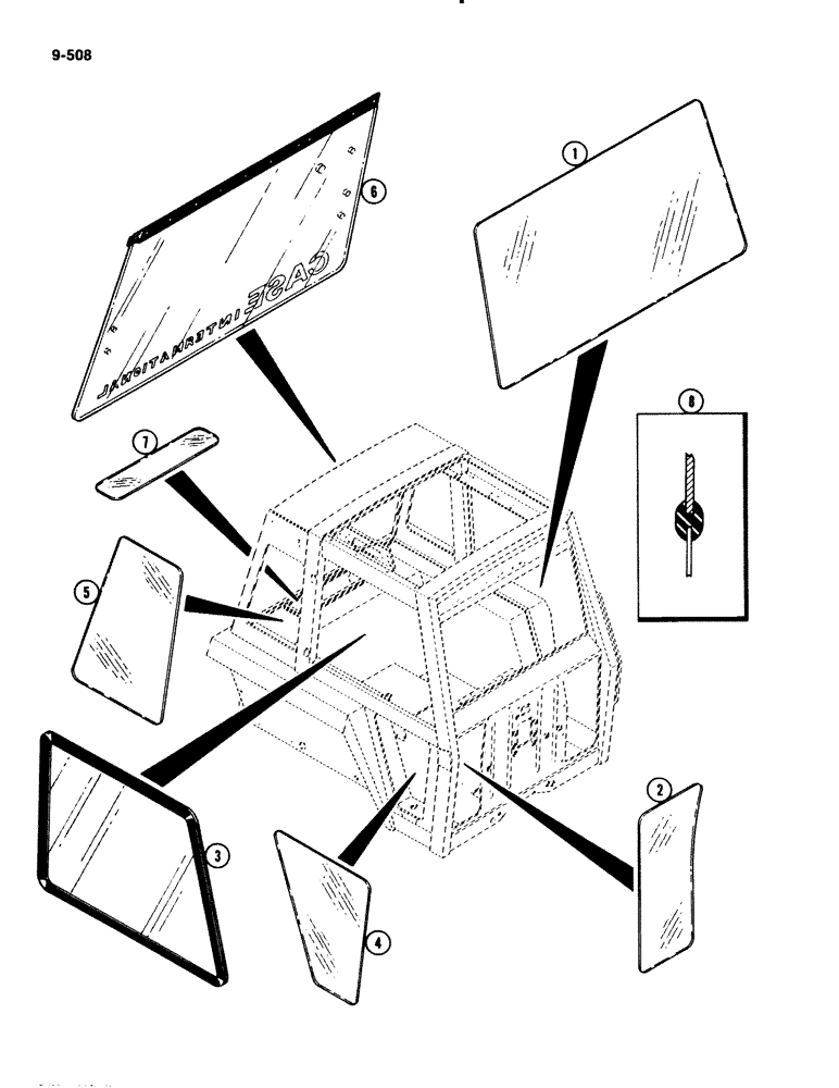 Схема запчастей Case IH 2294 - (9-508) - CAB, GLASS (09) - CHASSIS/ATTACHMENTS